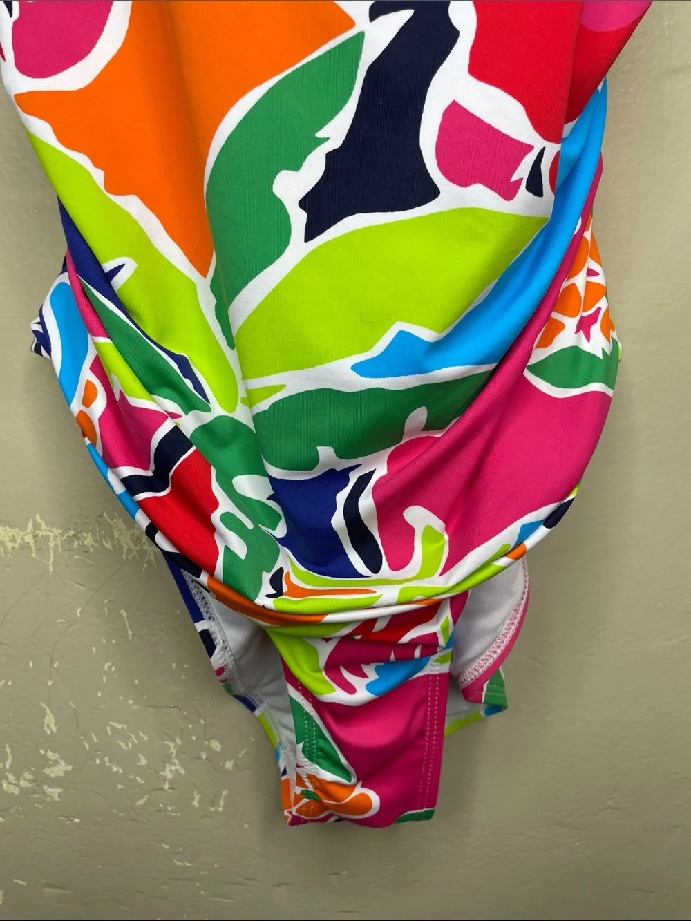 NAUTICA Vibrant Tropical Print One Piece COCKTAIL Crossback Swimsuit XL